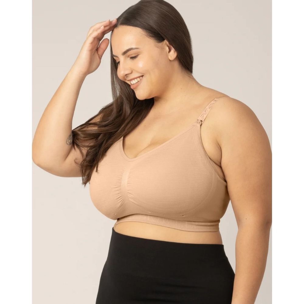 Kindred Bravely Sublime Hands Free Pumping Nursing Bra Tan Large Busty Fit